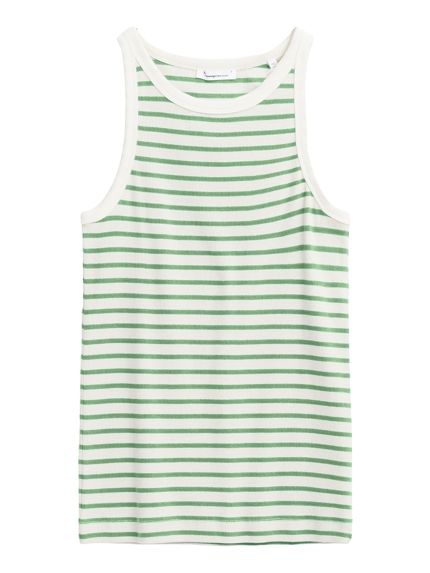 Débardeur rayé en coton bio | Rayé vert et blanc "striped racer rib top green stripe"