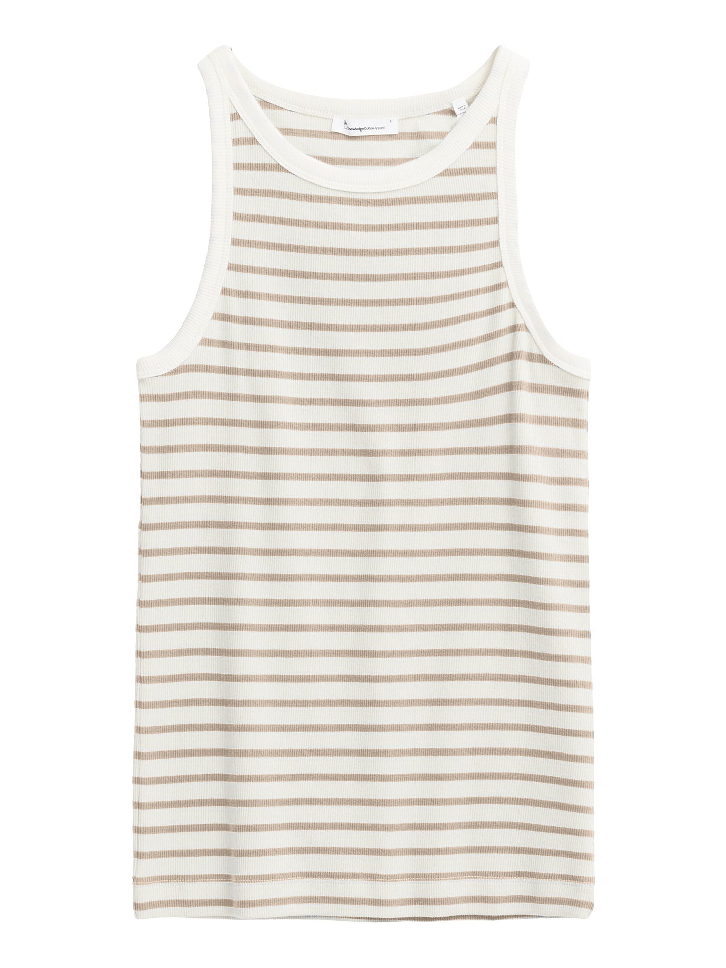 Débardeur rayé en coton bio | Rayé marron et beige "striped racer rib top beige stripe"