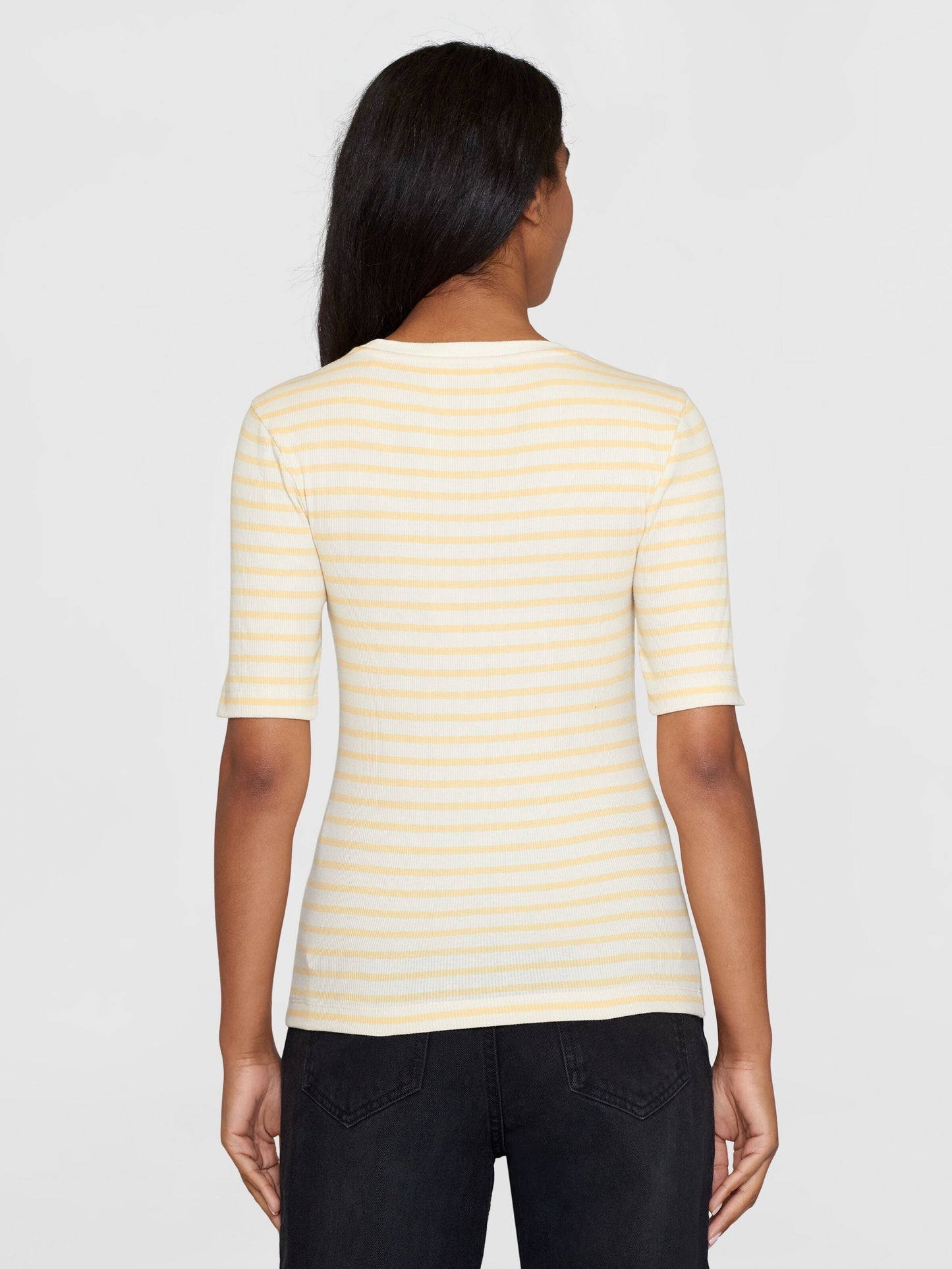 T-shirt côtelé en coton bio | Rayé jaune "striped rib t-shirt yellow stripe"