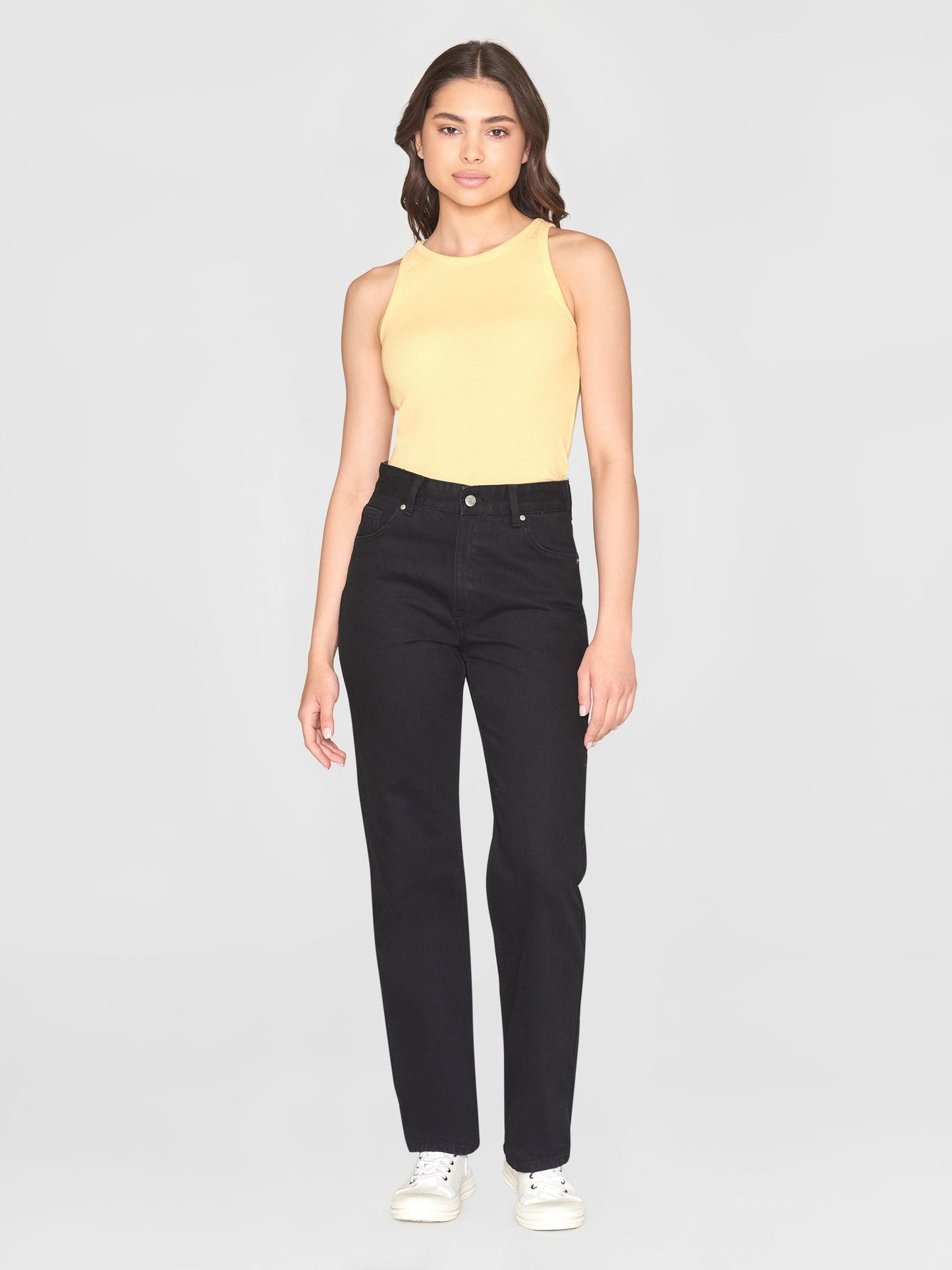 Débardeur côtelé en coton bio | jaune "racer rib top impala"