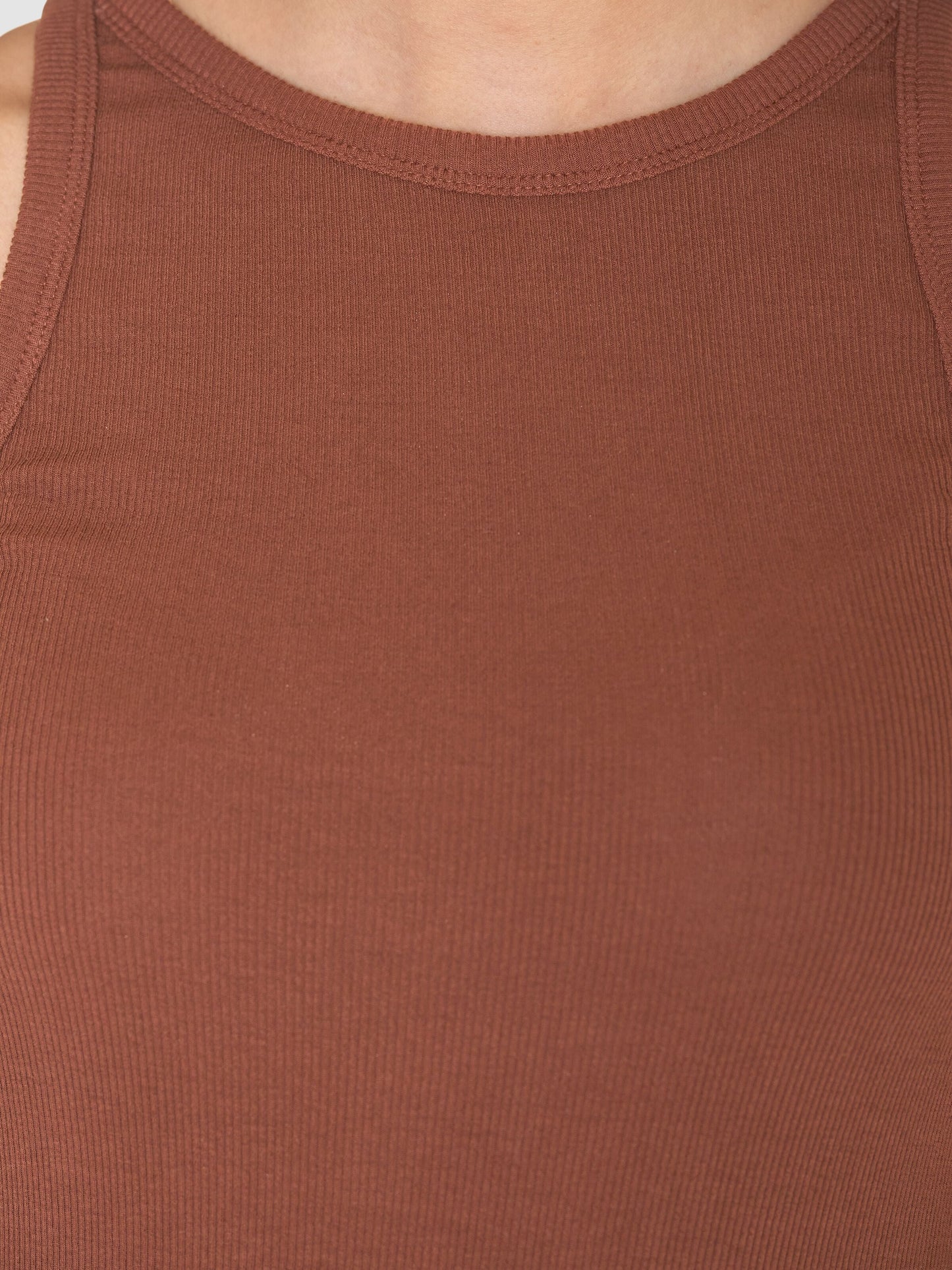 Débardeur côtelé en coton bio | marron "racer rib top tiramisu"