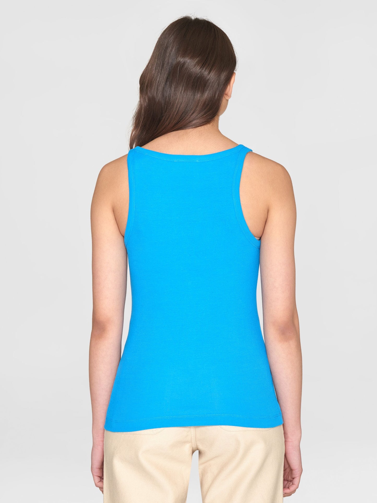 Débardeur côtelé en coton bio | Bleu "racer rib top malibu blue"