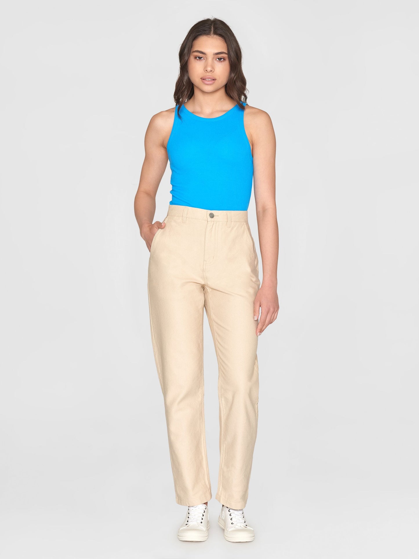 Débardeur côtelé en coton bio | Bleu "racer rib top malibu blue"
