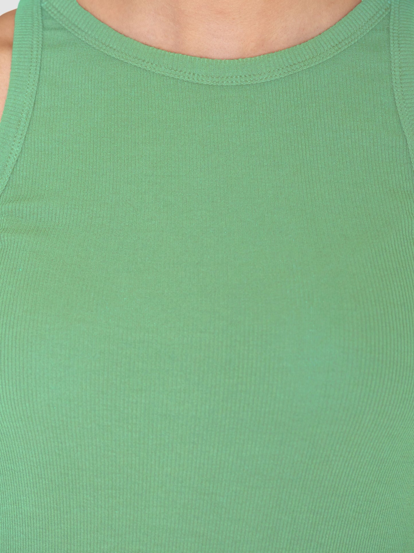 Débardeur côtelé en coton bio | Vert "racer rib top shale green"