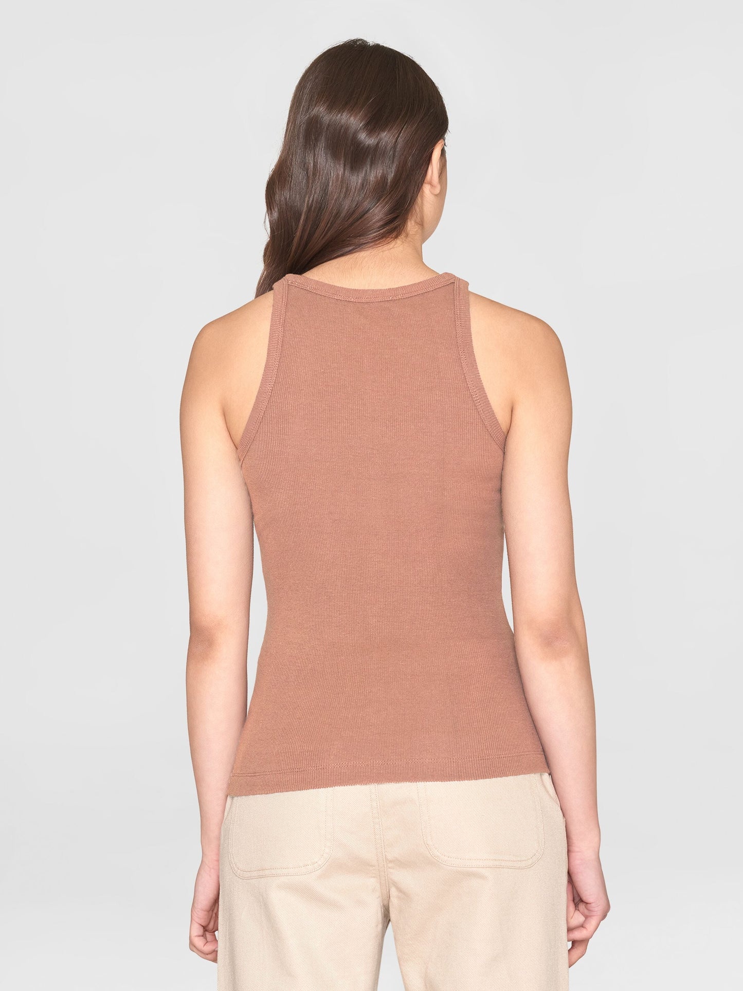 Débardeur côtelé en coton bio | Vieux rose "racer rib top muted clay"