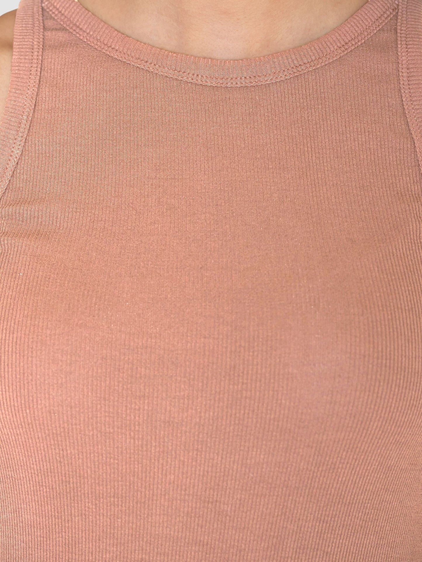 Débardeur côtelé en coton bio | Vieux rose "racer rib top muted clay"