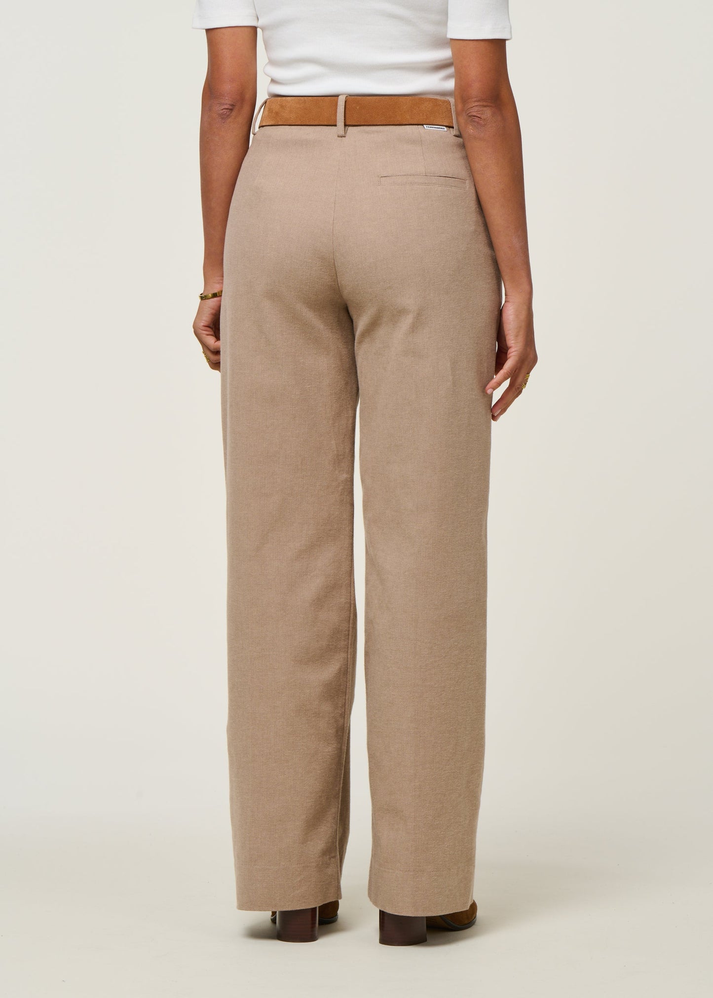 Pantalon droit flanelle en coton bio | beige "leandraa handaas - pure-walnut cream"