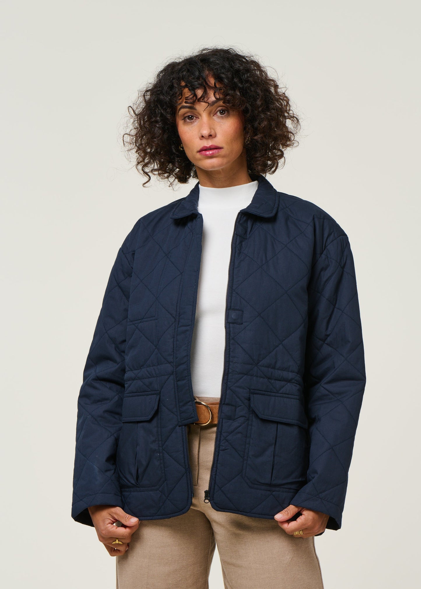 Veste matelassée en coton bio et matière recyclée | marine "padded overshirt - night sky'