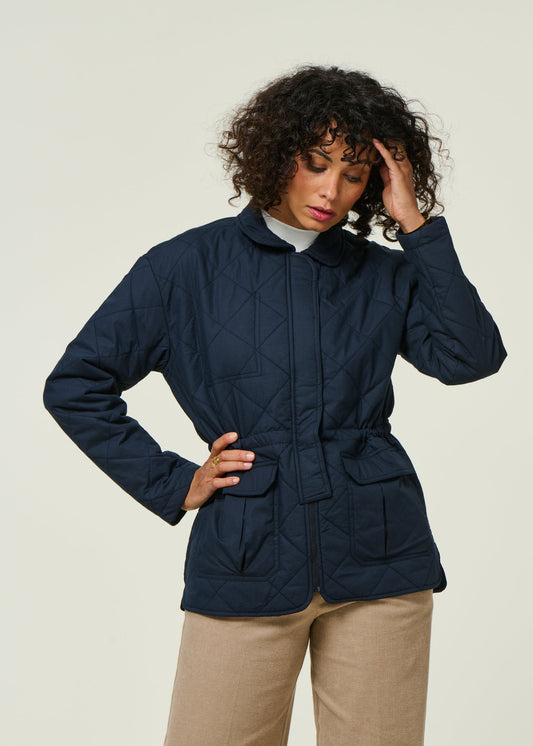 Veste matelassée en coton bio et matière recyclée | marine "padded overshirt - night sky'
