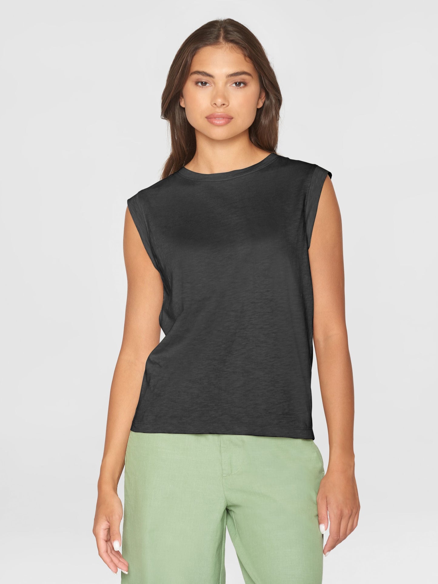 T-shirt en coton bio | Noir "loose fit jersey tank top black jet"