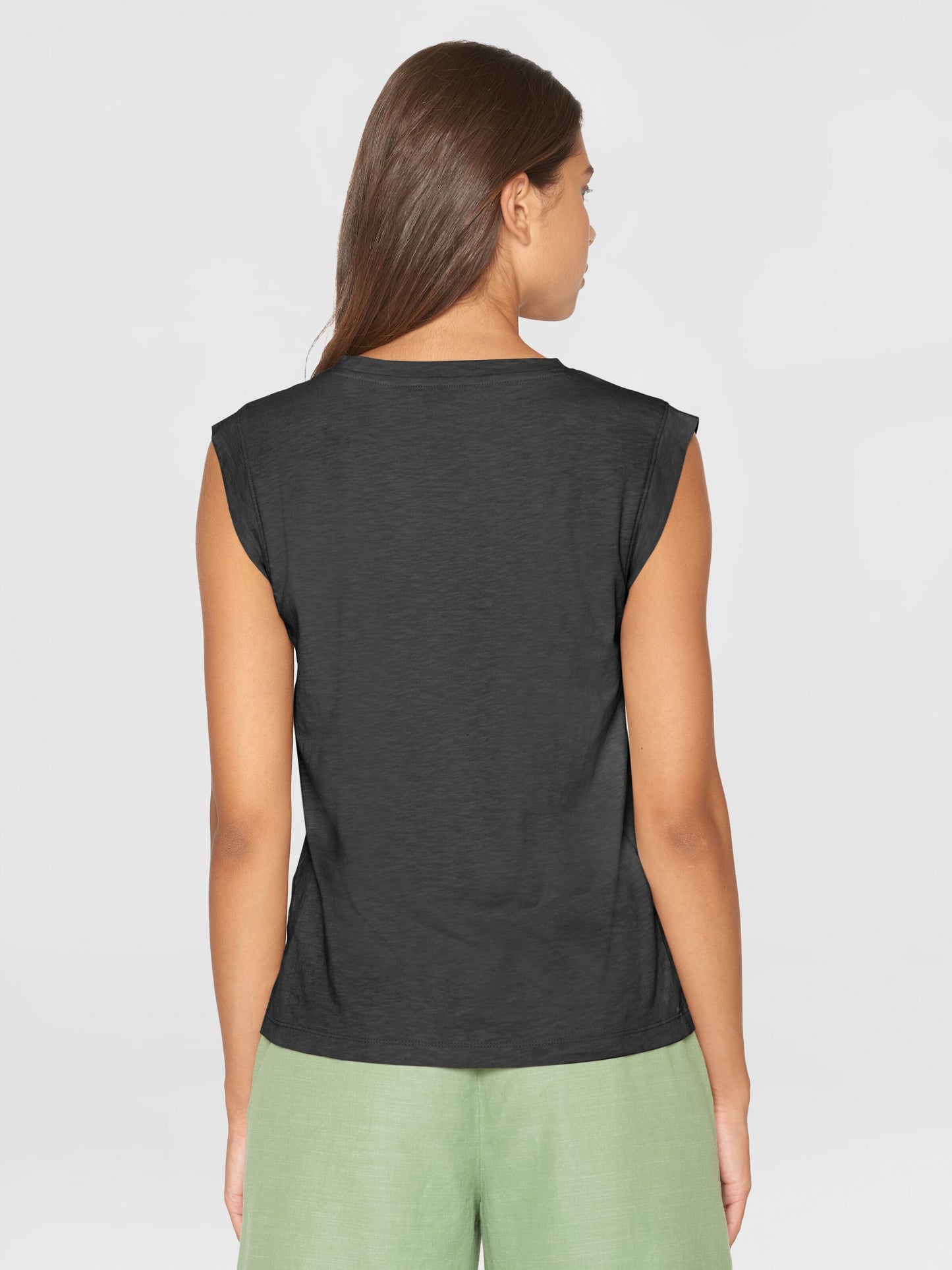 T-shirt en coton bio | Noir "loose fit jersey tank top black jet"