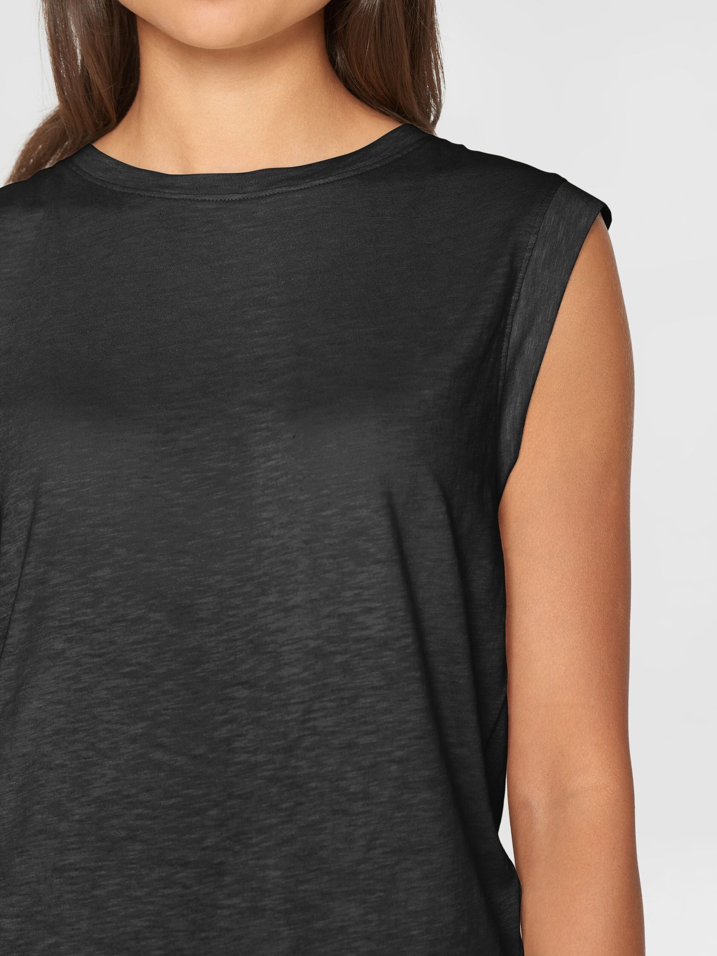 T-shirt en coton bio | Noir "loose fit jersey tank top black jet"