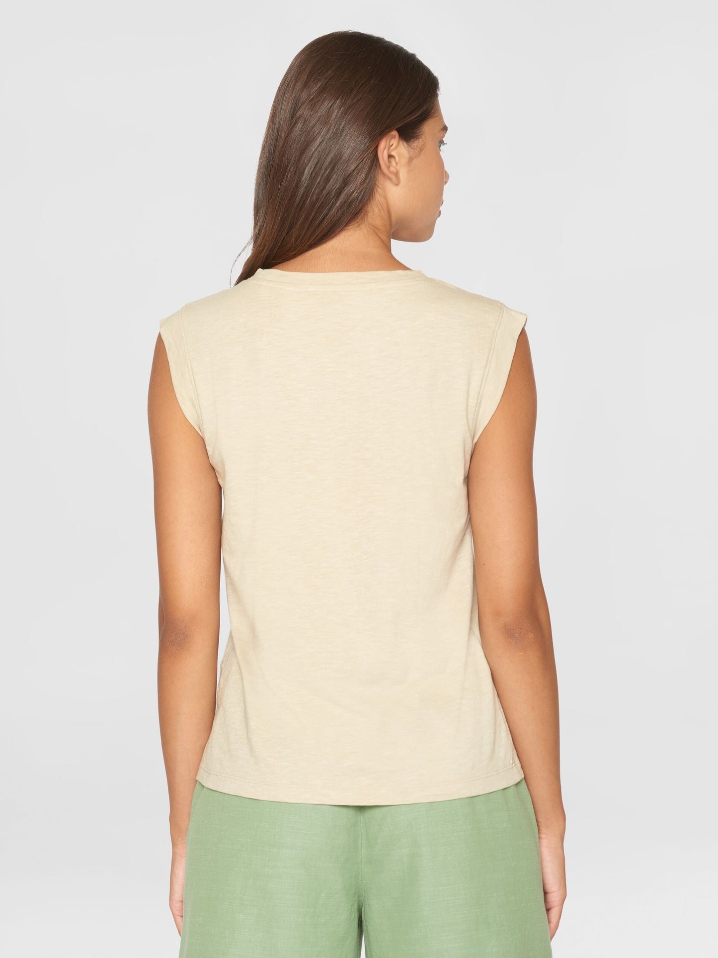 T-shirt en coton bio | Beige "loose fit jersey tank top egret"