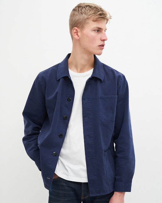 Veste worker en coton bio | bleu "peter worker jacket worker blue"