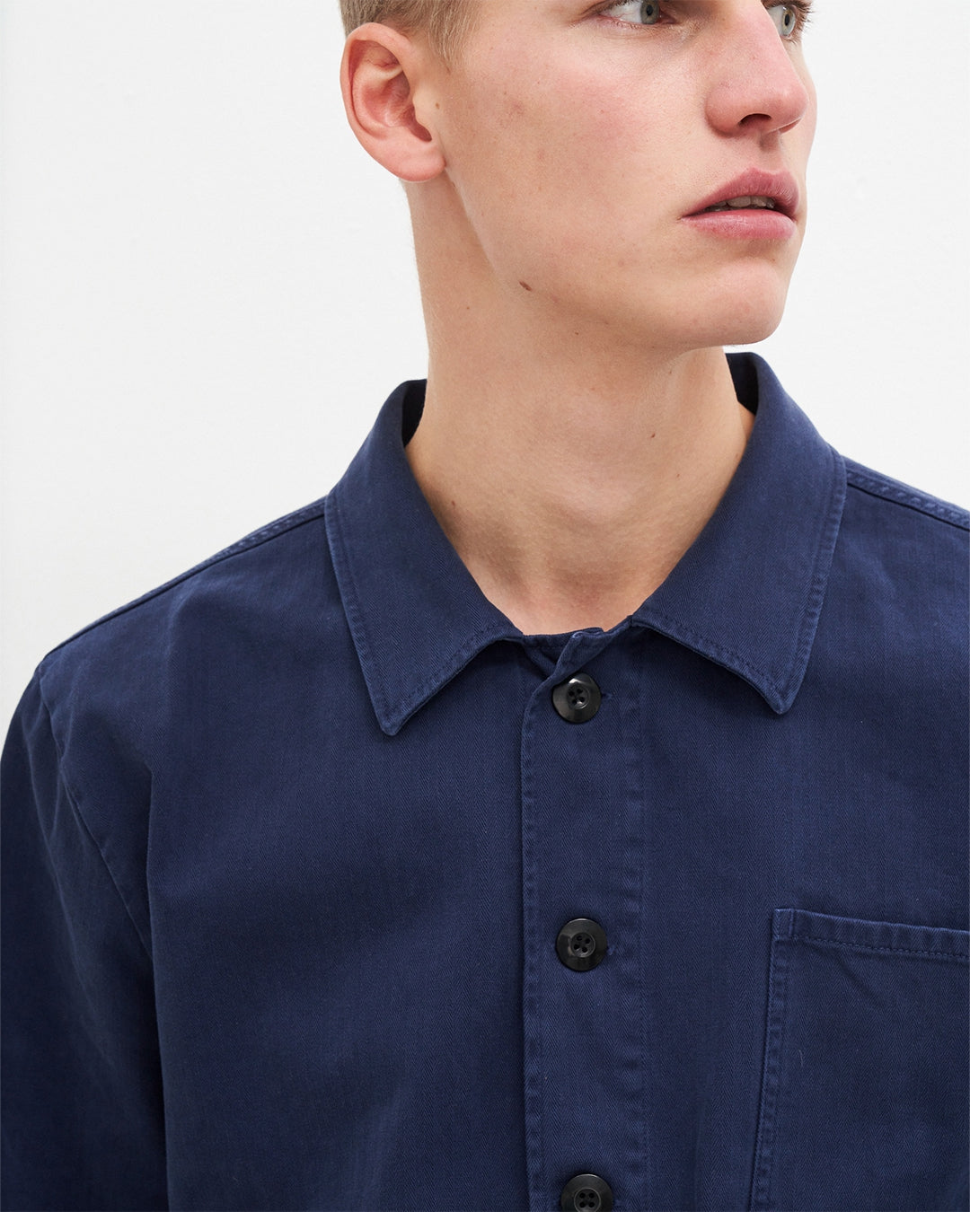 Veste worker en coton bio | bleu "peter worker jacket worker blue"