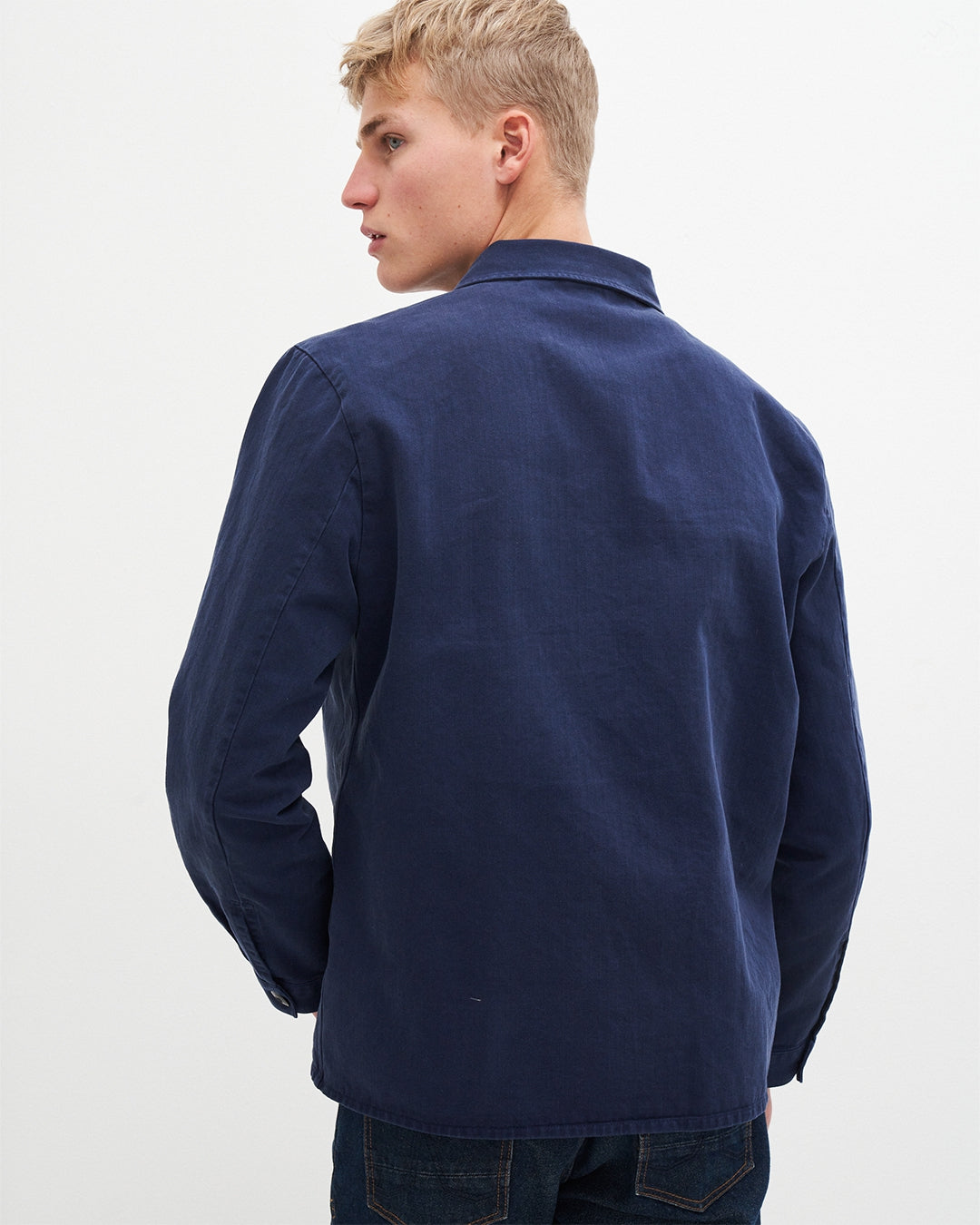 Veste worker en coton bio | bleu "peter worker jacket worker blue"