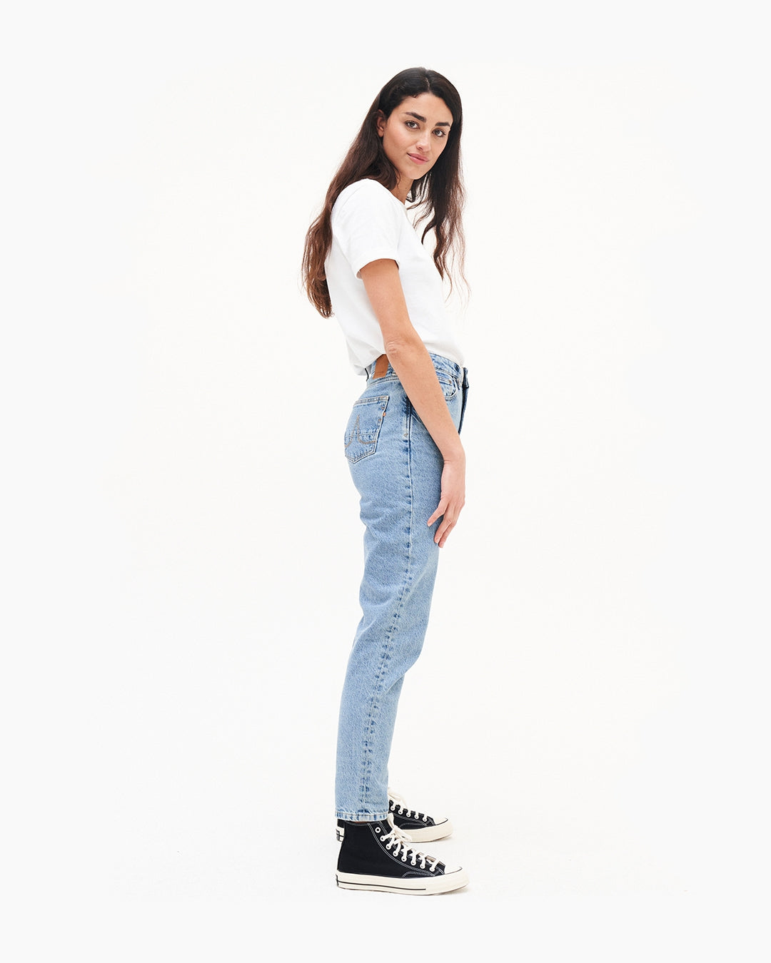 Jean mom en coton recyclé | bleu "nora loose tapered heritage blue light blue"