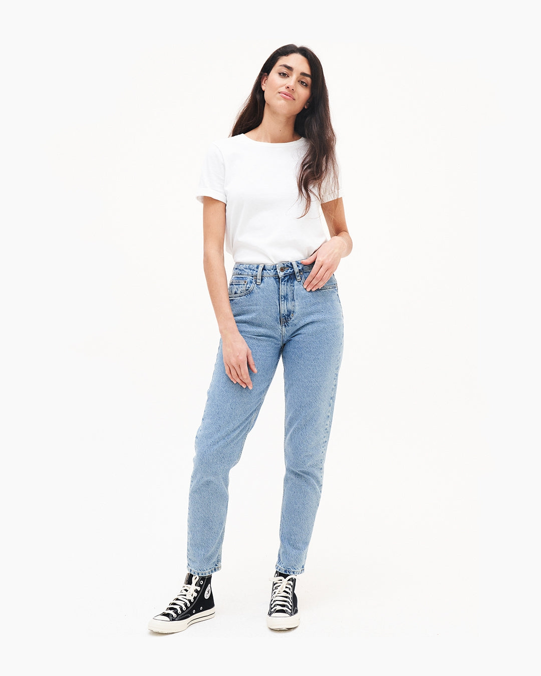 Jean mom en coton recyclé | bleu "nora loose tapered heritage blue light blue"