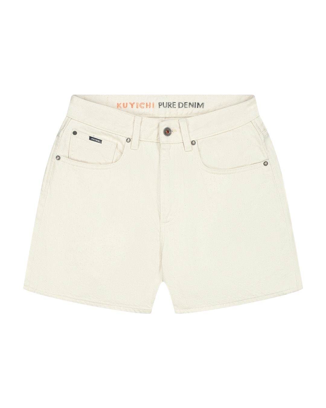 Short en jean écru en coton bio - demi short off white