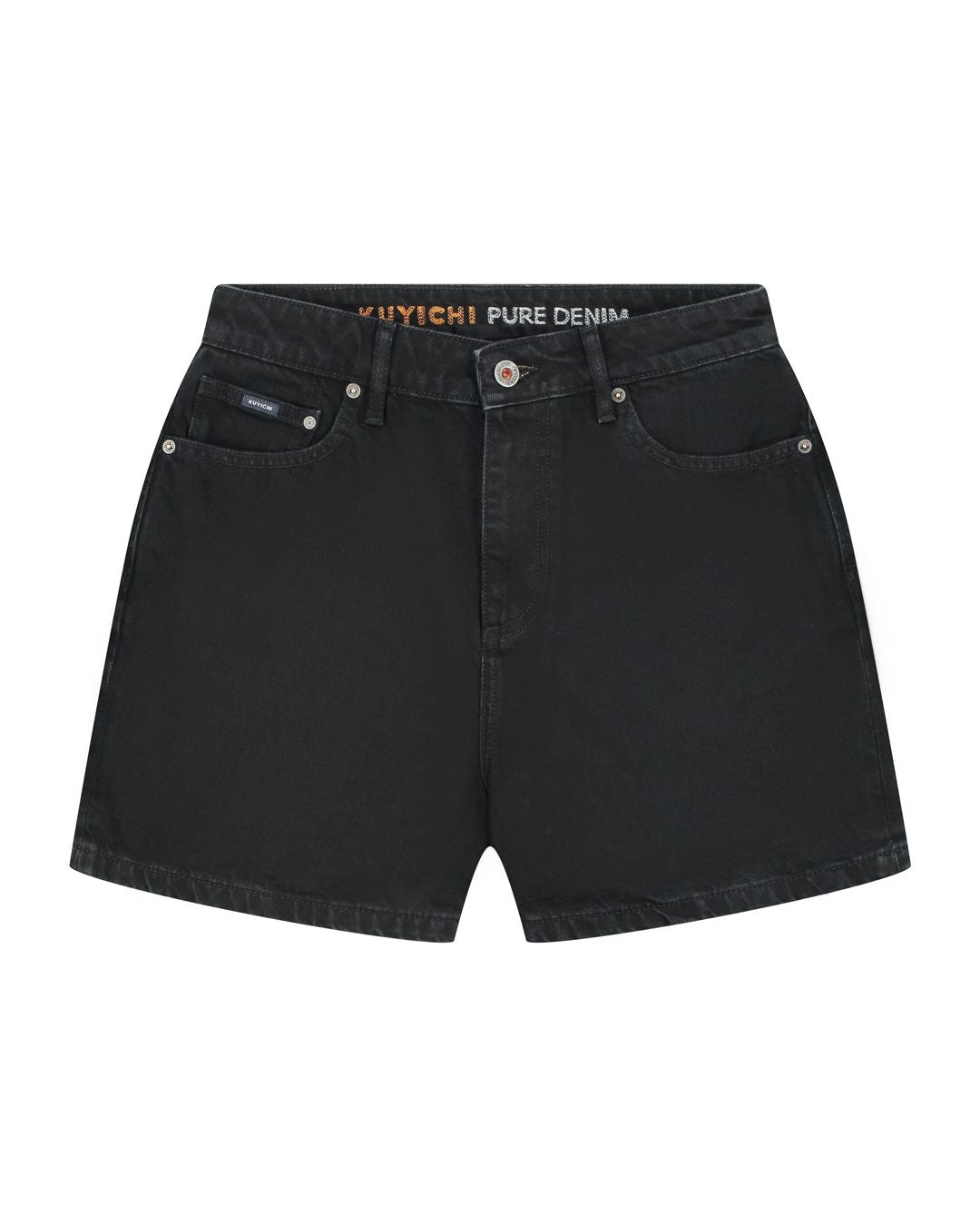 Short en jean noir en coton bio - demi short washed black