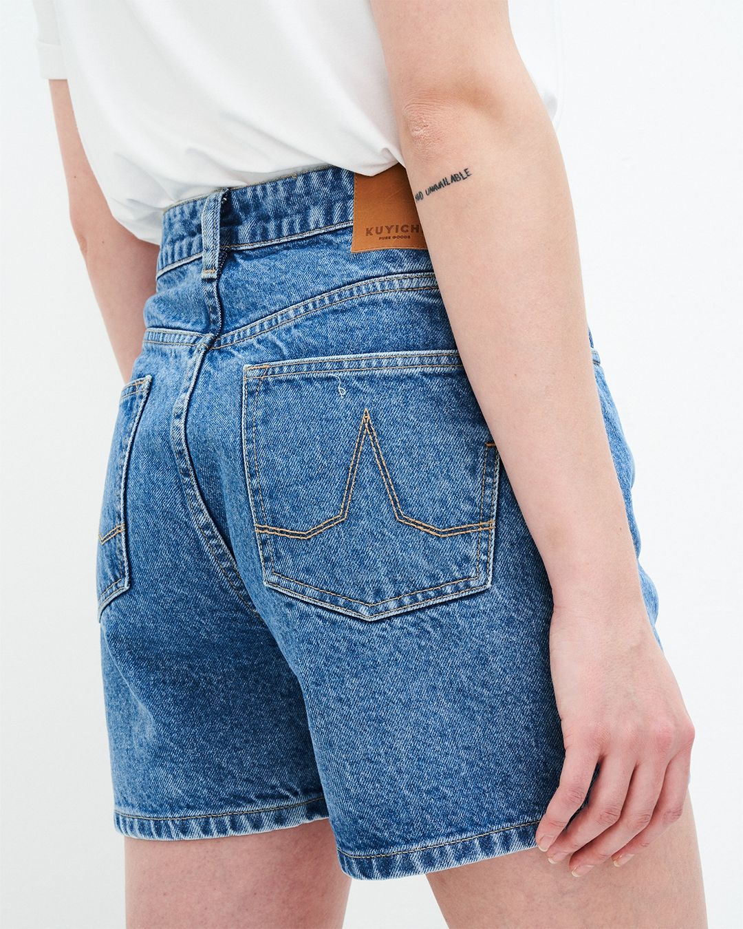 Short en jean en coton bio - demi short vintage blue