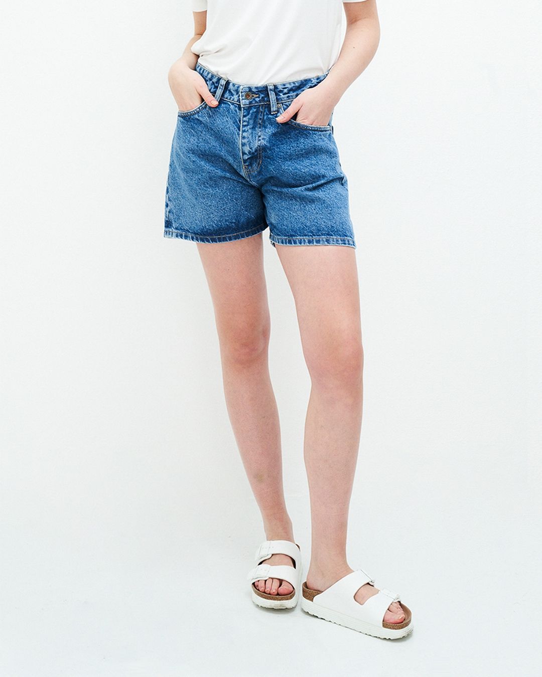 Short en jean en coton bio - demi short vintage blue