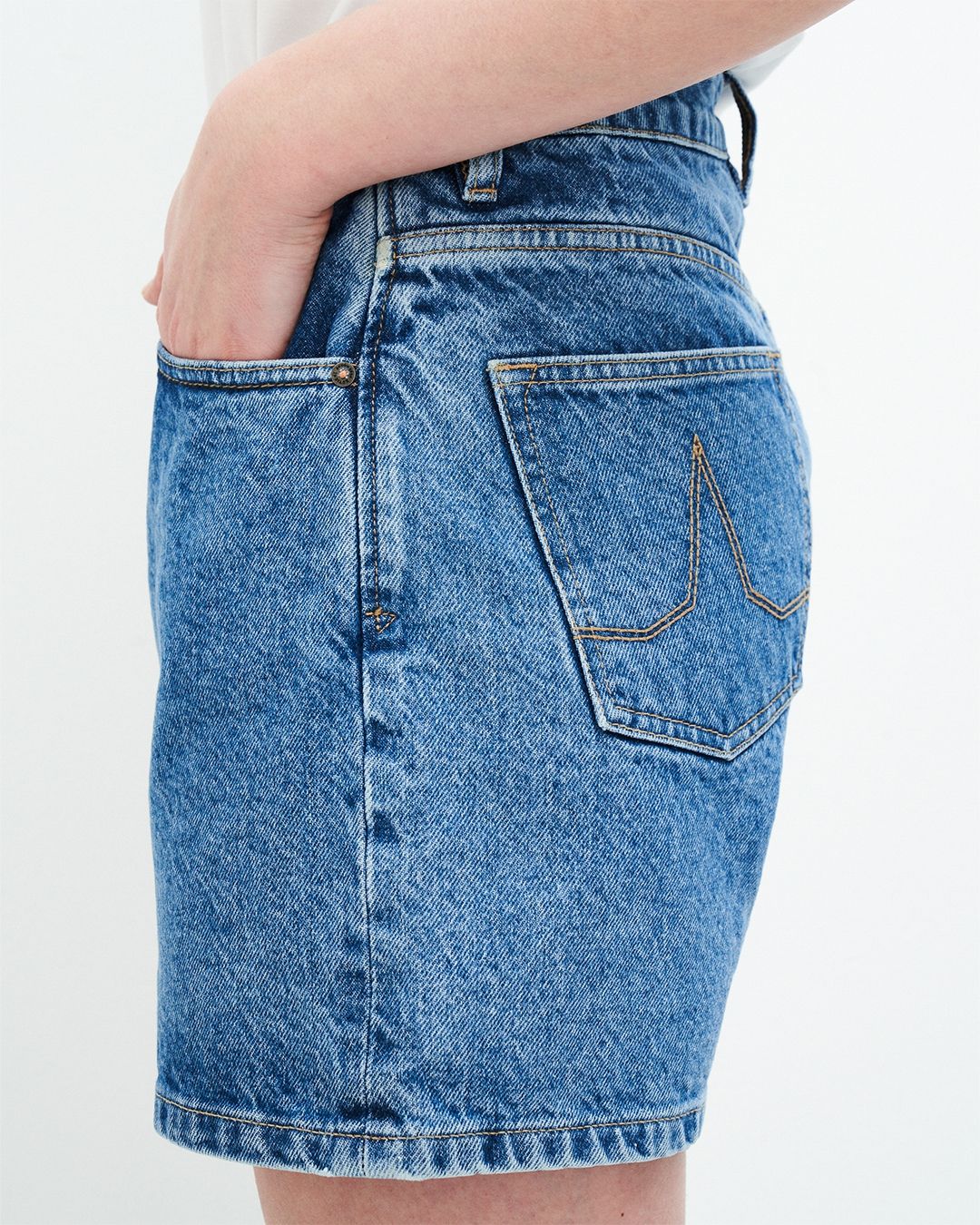 Short en jean en coton bio - demi short vintage blue