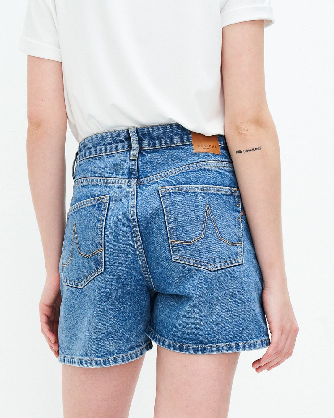 Short en jean en coton bio - demi short vintage blue