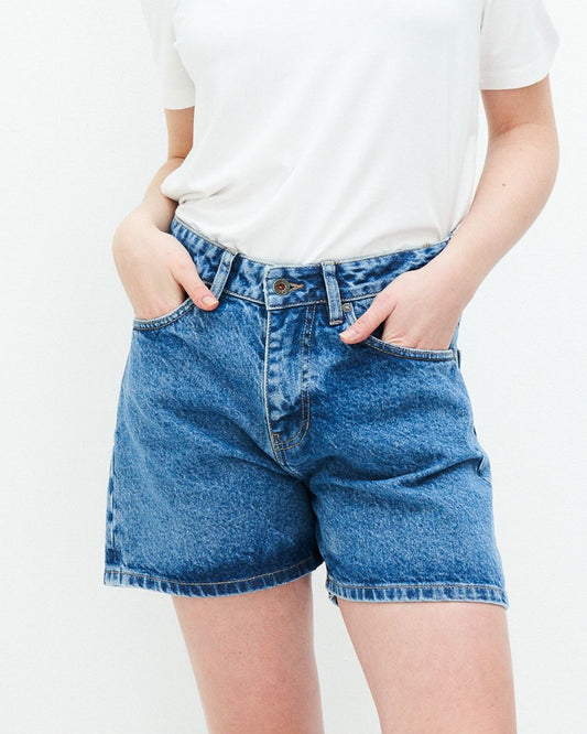 Short en jean en coton bio - demi short vintage blue