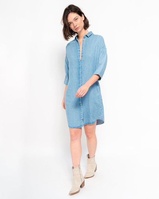 Robe chemise en tencel | Denim bleu clair "mara dress light blue"
