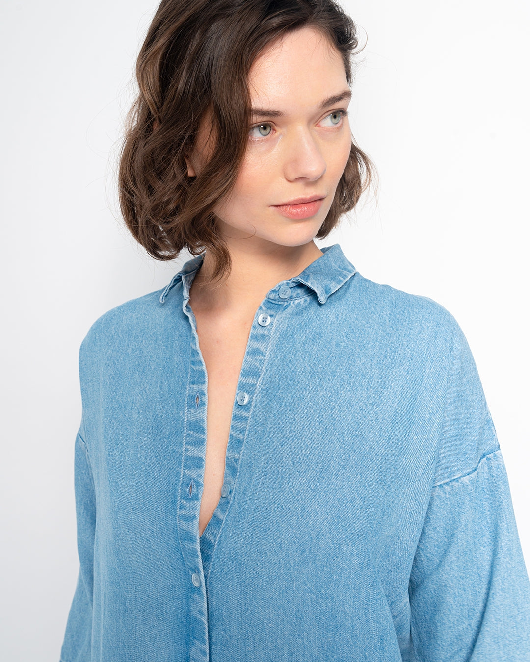 Robe chemise en tencel | Denim bleu clair "mara dress light blue"