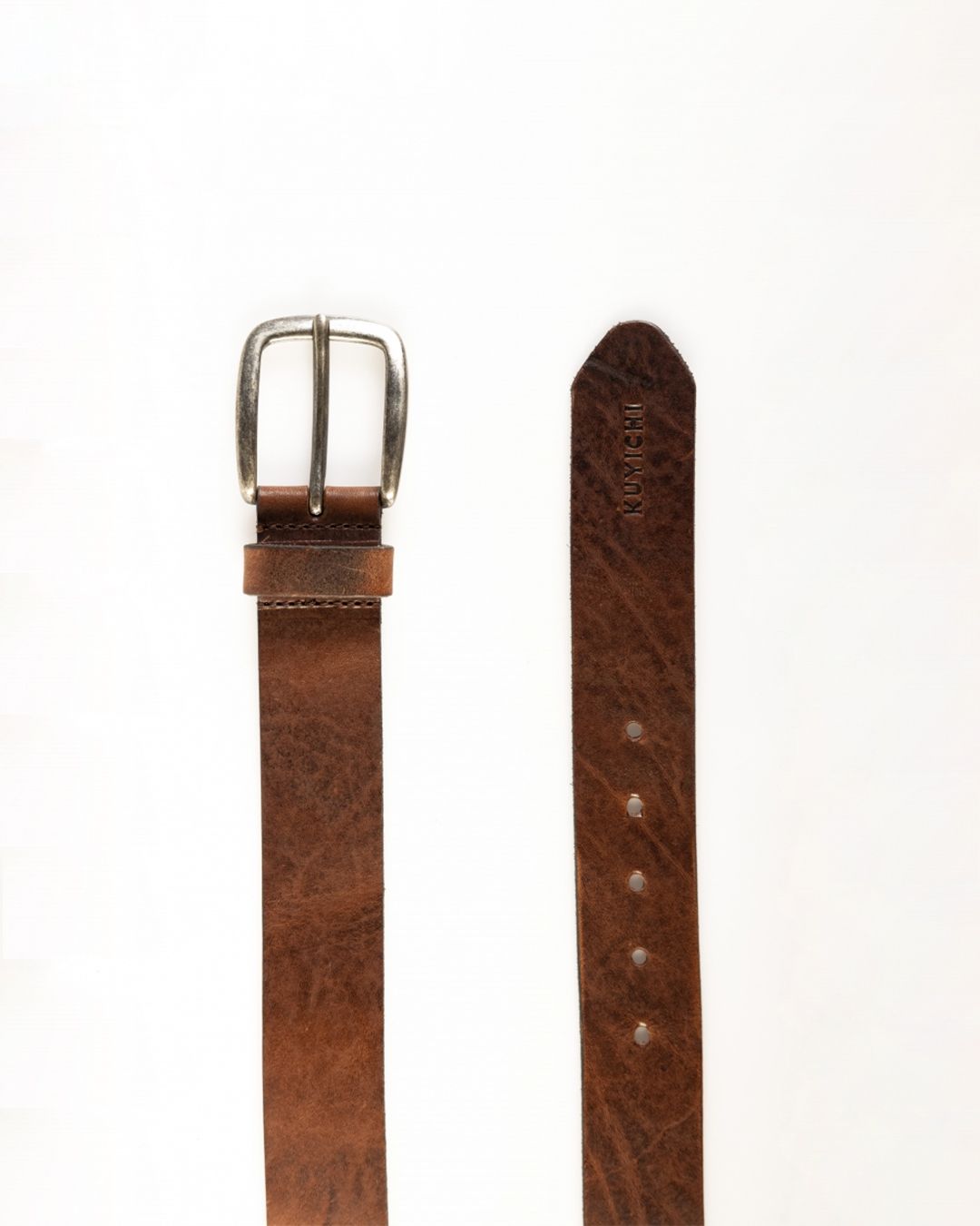 Ceinture en cuir tannage végétal | Marron "dean dark brown"