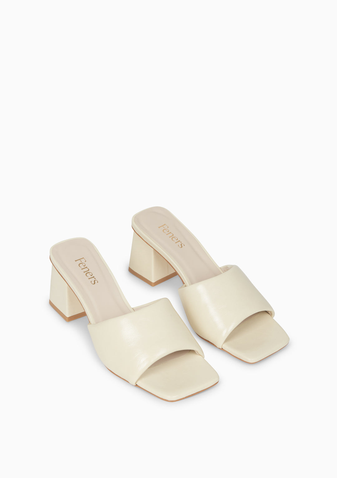 Mules à talons beiges en cuir certifié - mule panacotta