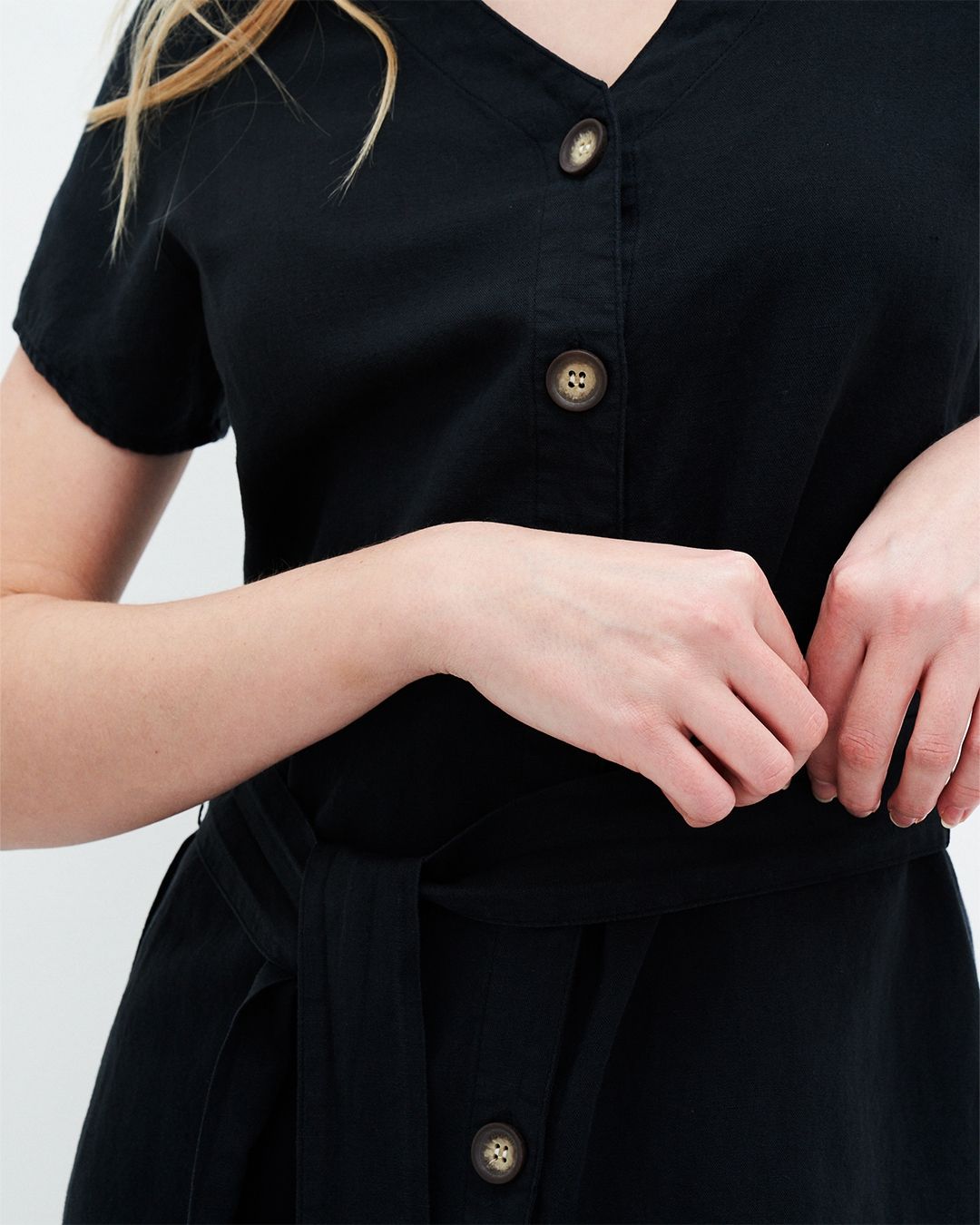 Robe noire en coton bio et lin - ella dress - jet black