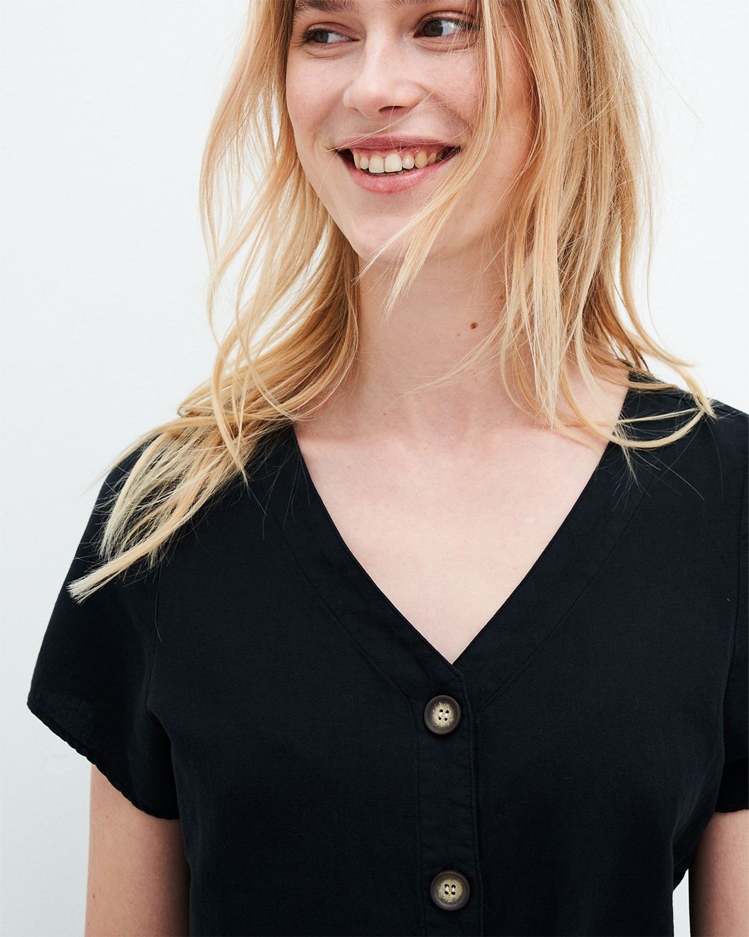 Robe noire en coton bio et lin - ella dress - jet black