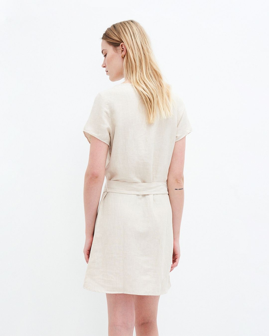 robe beige en coton bio et lin - ella dress - light sand melange
