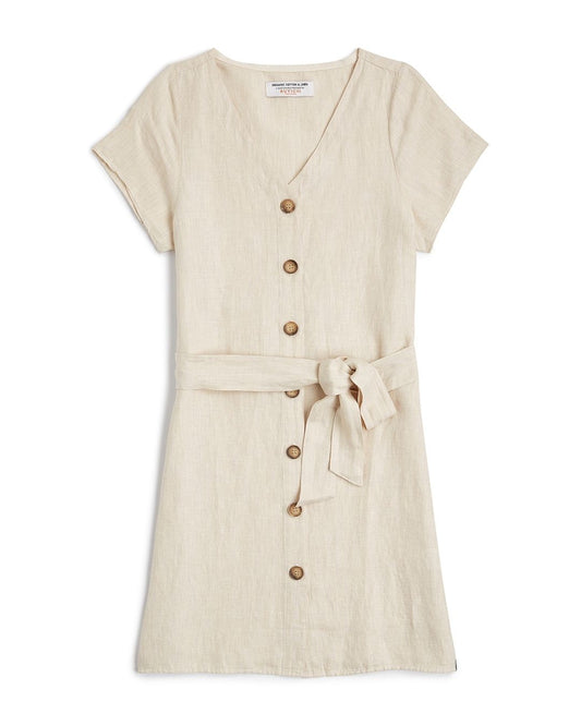 robe beige en coton bio et lin - ella dress - light sand melange