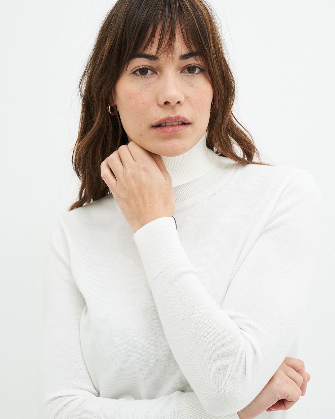 Pull col roulé en coton bio | blanc "rachel turtleneck - off white"