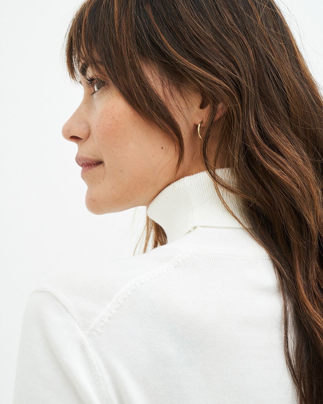 Pull col roulé en coton bio | blanc "rachel turtleneck - off white"