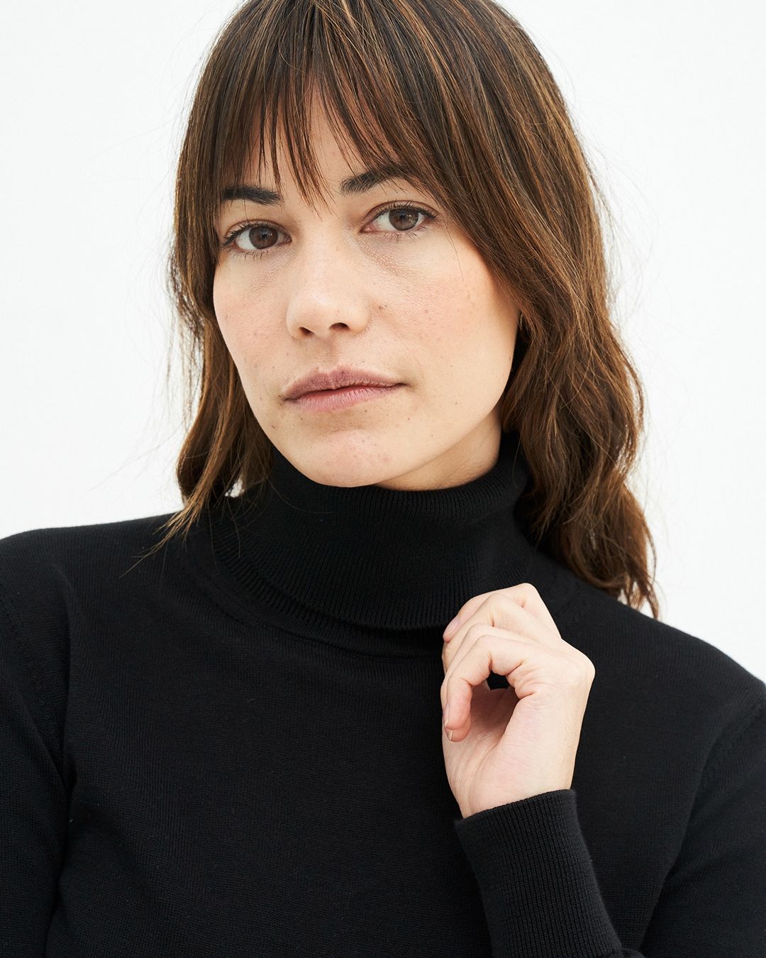 Pull col roulé en coton bio | noir "rachel turtleneck - jet black"