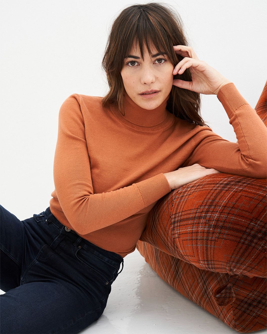 Pull col roulé en coton bio | orange "rachel turtleneck - warm rust"
