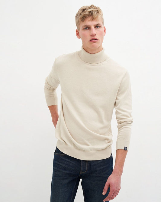 Pull col roulé en coton bio | écru "thomas turtleneck - undyed"