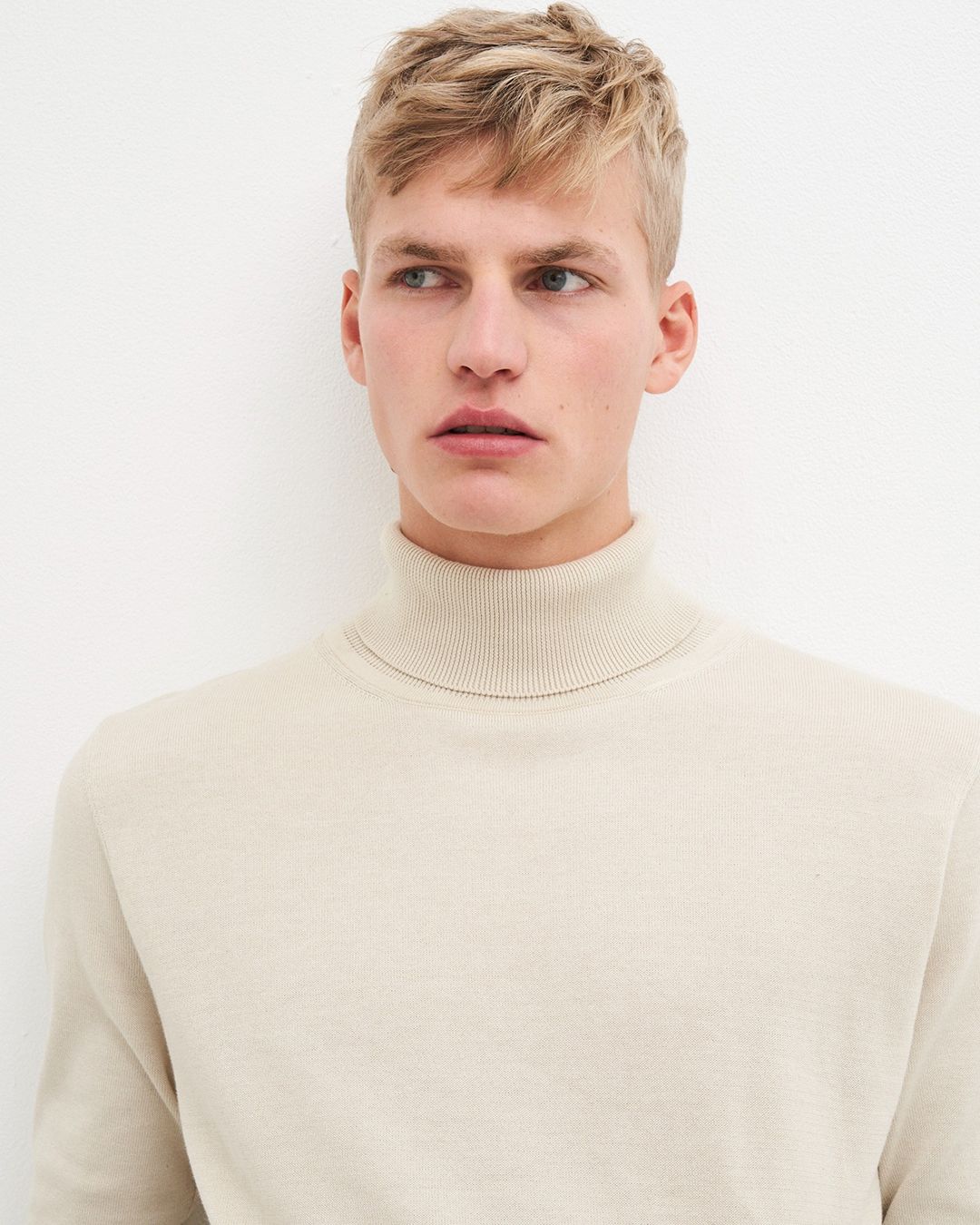 Pull col roulé en coton bio | écru "thomas turtleneck - undyed"