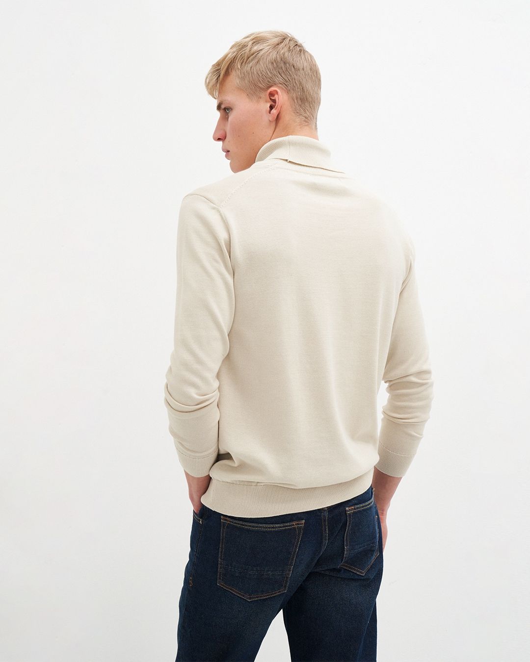 Pull col roulé en coton bio | écru "thomas turtleneck - undyed"