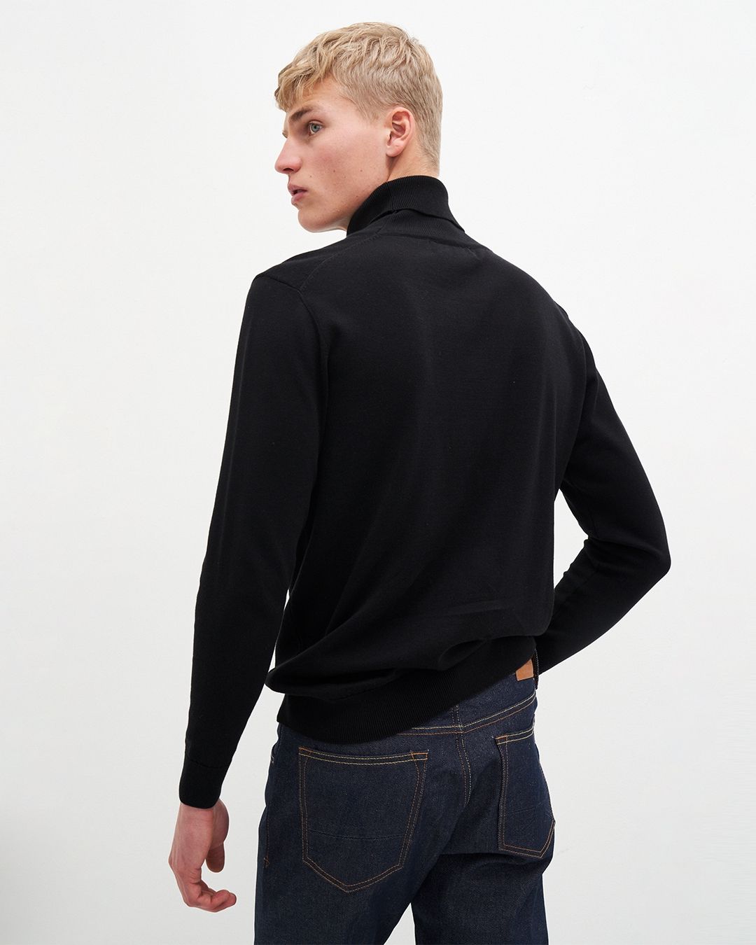 Pull col roulé en coton bio | noir "thomas turtleneck - jet black"