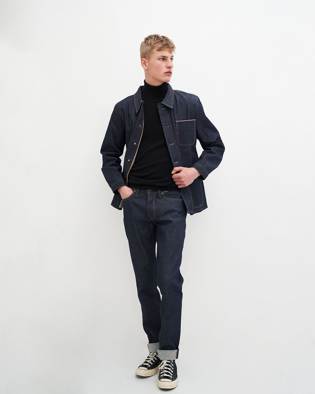 Pull col roulé en coton bio | noir "thomas turtleneck - jet black"