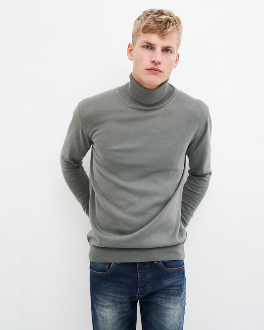 Pull col roulé en coton bio | vert "thomas turtleneck - cottage green"