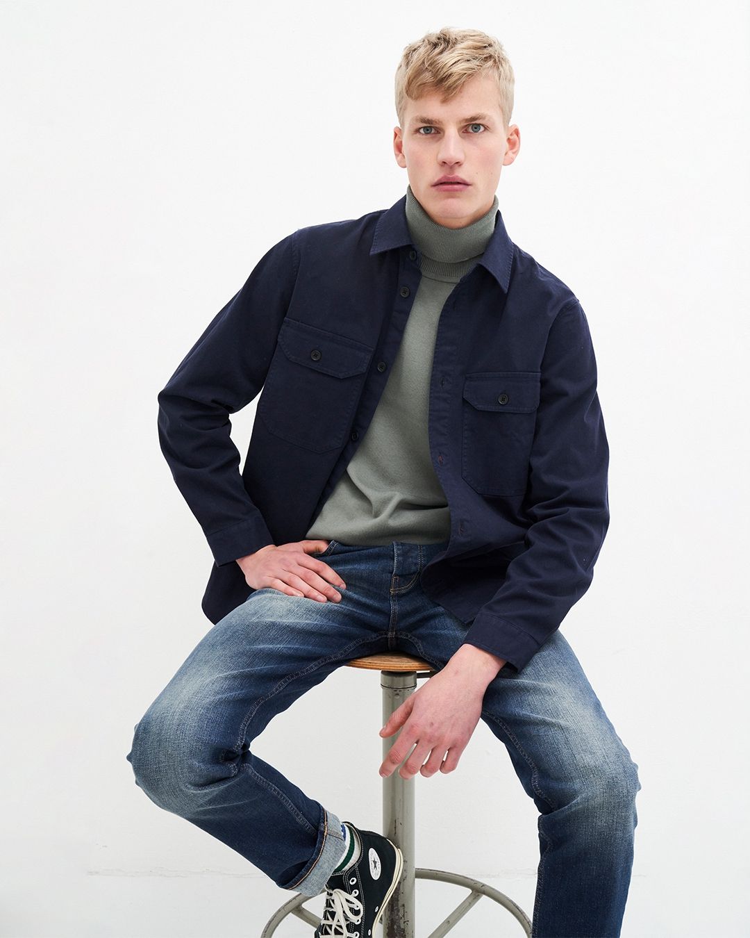 Pull col roulé en coton bio | vert "thomas turtleneck - cottage green"