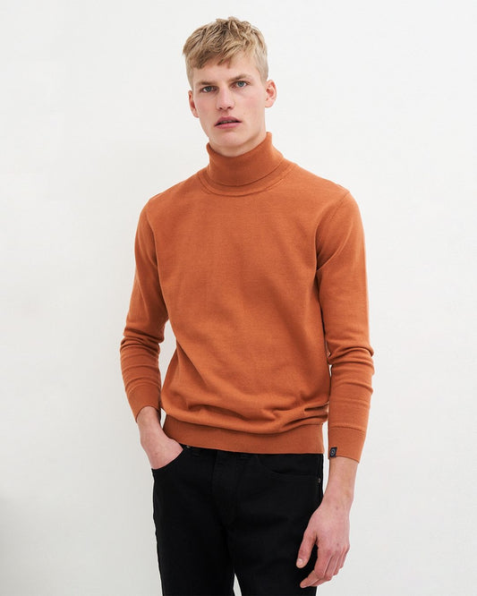 Pull col roulé en coton bio | orange "thomas turtleneck - warm rust"