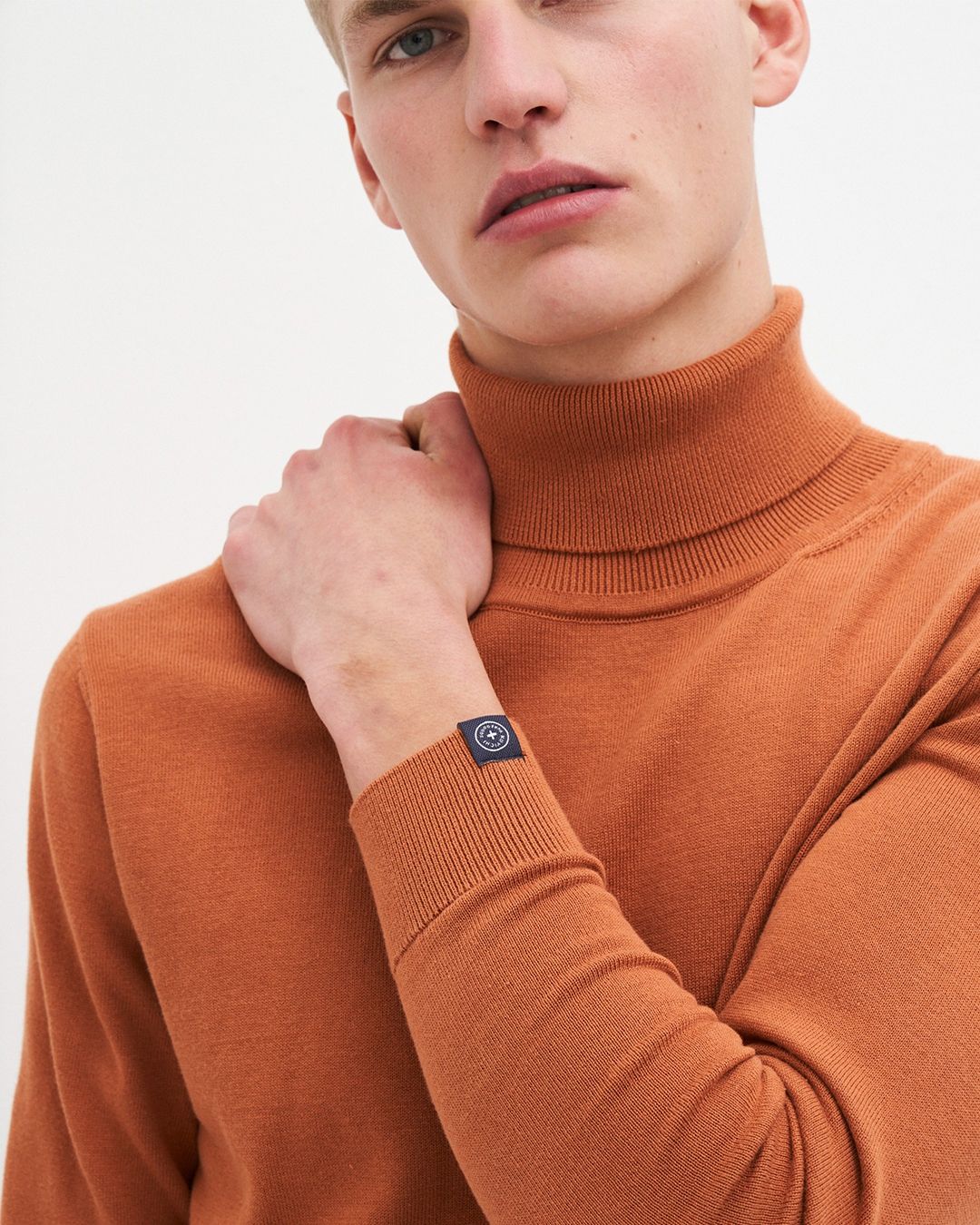 Pull col roulé en coton bio | orange 'thomas turtleneck - warm rust'